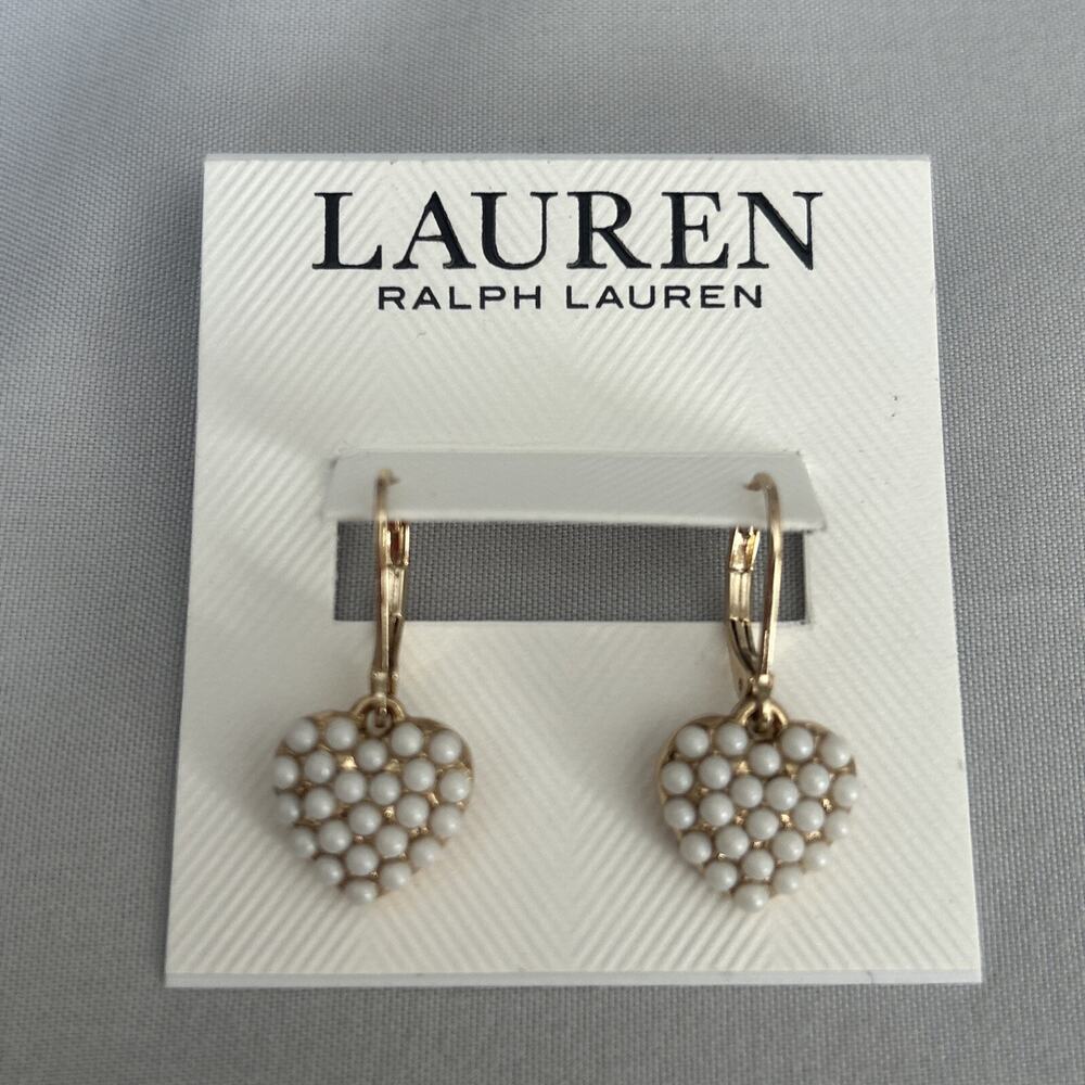 Lauren Ralph Lauren Gold-Tone Imitation Pearl Heart Drop Earrings